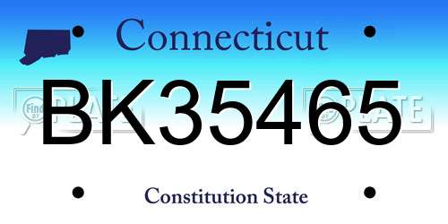 BK35465 Connecticut License Plate