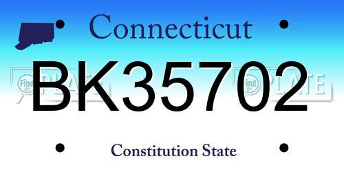 BK35702 Connecticut License Plate