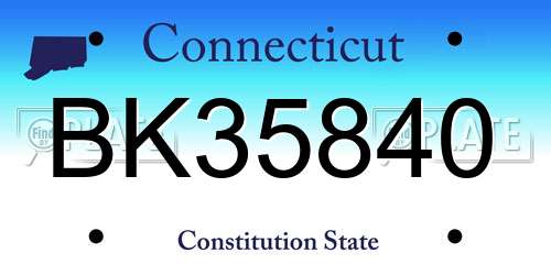 BK35840 Connecticut License Plate