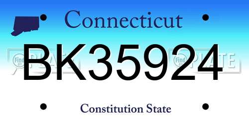 BK35924 Connecticut License Plate