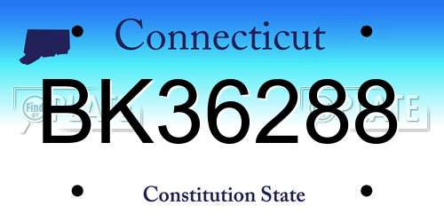 BK36288 Connecticut License Plate