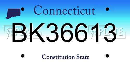 BK36613 Connecticut License Plate
