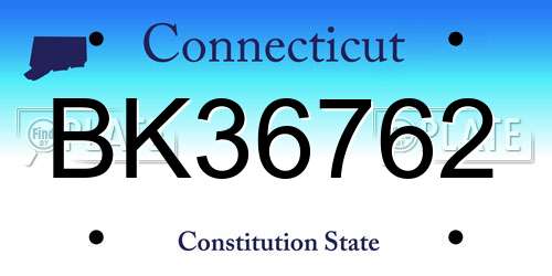 BK36762 Connecticut License Plate