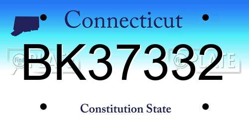 BK37332 Connecticut License Plate