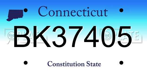 BK37405 Connecticut License Plate