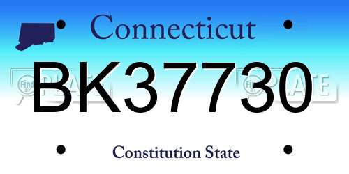 BK37730 Connecticut License Plate