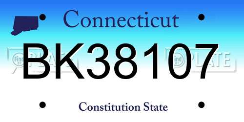 BK38107 Connecticut License Plate