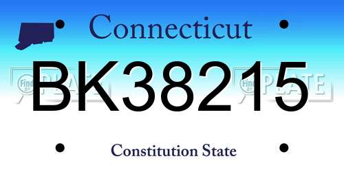 BK38215 Connecticut License Plate