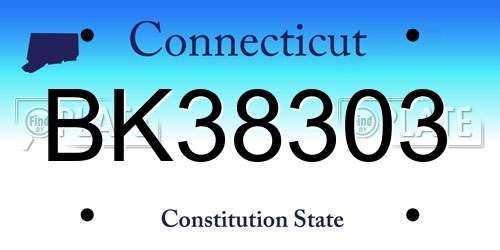 BK38303 Connecticut License Plate