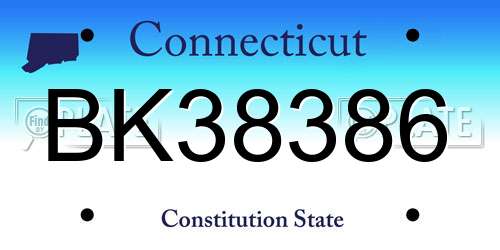 BK38386 Connecticut License Plate
