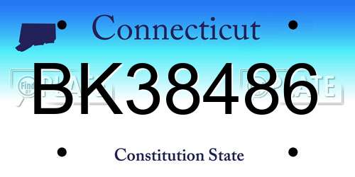 BK38486 Connecticut License Plate