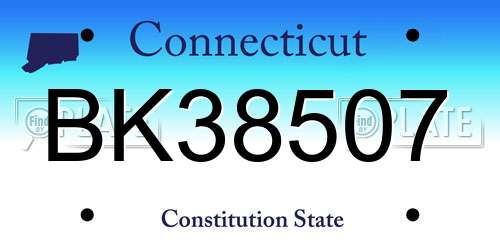 BK38507 Connecticut License Plate