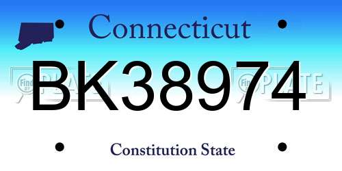 BK38974 Connecticut License Plate