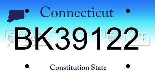 BK39122 Connecticut License Plate