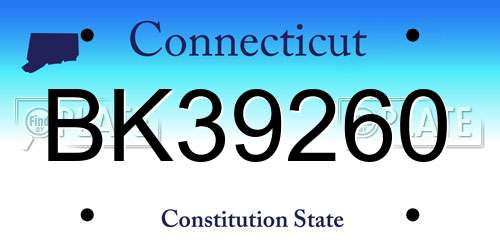 BK39260 Connecticut License Plate