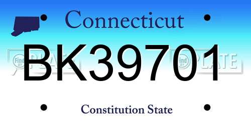 BK39701 Connecticut License Plate