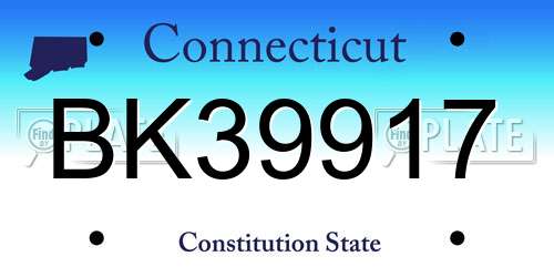 BK39917 Connecticut License Plate