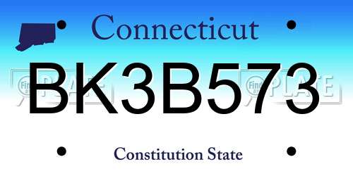 BK3B573 Connecticut License Plate