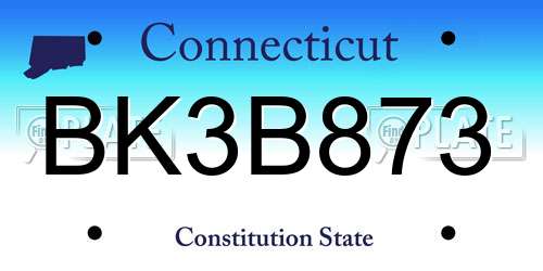 BK3B873 Connecticut License Plate