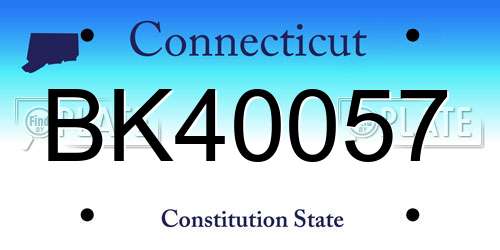 BK40057 Connecticut License Plate