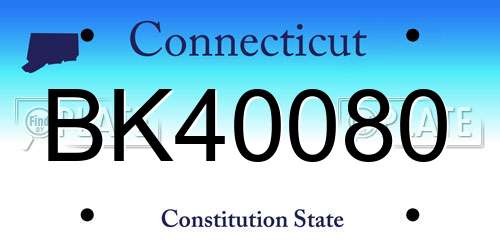BK40080 Connecticut License Plate