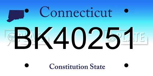 BK40251 Connecticut License Plate
