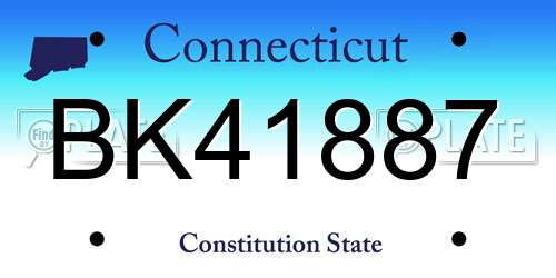BK41887 Connecticut License Plate