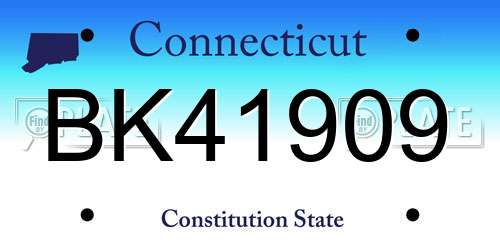 BK41909 Connecticut License Plate