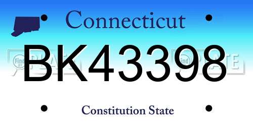 BK43398 Connecticut License Plate