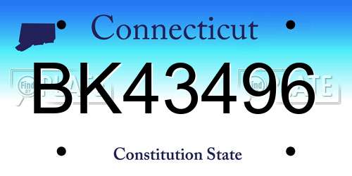 BK43496 Connecticut License Plate
