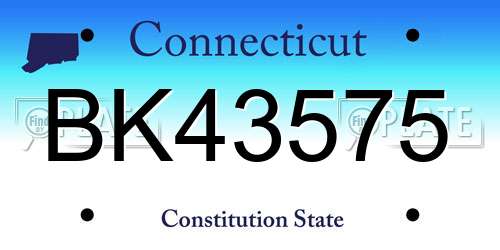 BK43575 Connecticut License Plate