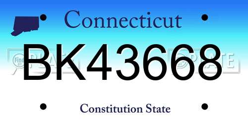 BK43668 Connecticut License Plate