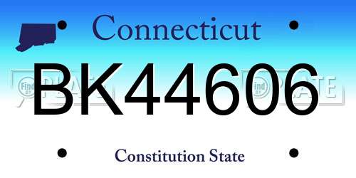 BK44606 Connecticut License Plate