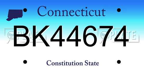 BK44674 Connecticut License Plate