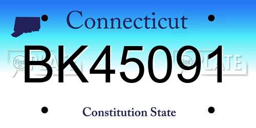 BK45091 Connecticut License Plate