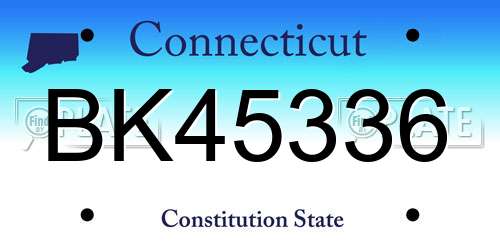 BK45336 Connecticut License Plate