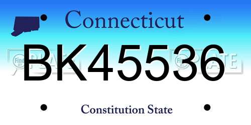 BK45536 Connecticut License Plate