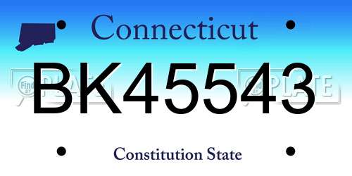 BK45543 Connecticut License Plate