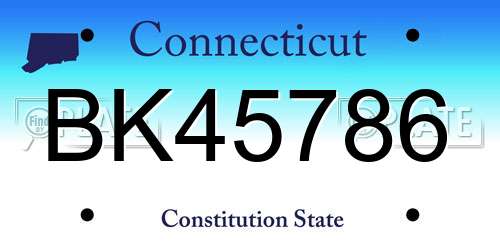 BK45786 Connecticut License Plate