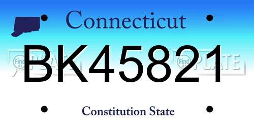 BK45821 Connecticut License Plate