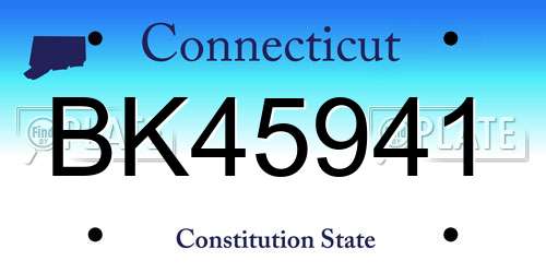 BK45941 Connecticut License Plate