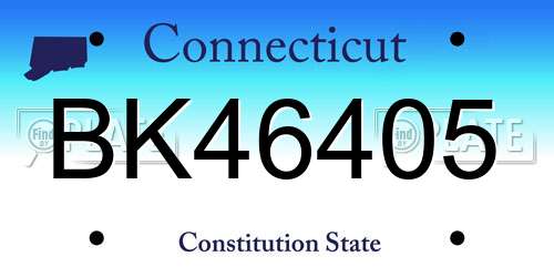 BK46405 Connecticut License Plate