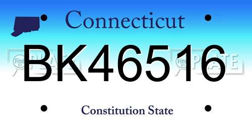 BK46516 Connecticut License Plate