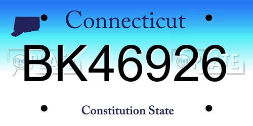 BK46926 Connecticut License Plate