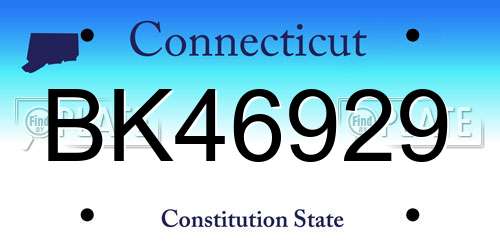 BK46929 Connecticut License Plate