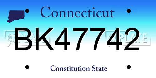 BK47742 Connecticut License Plate