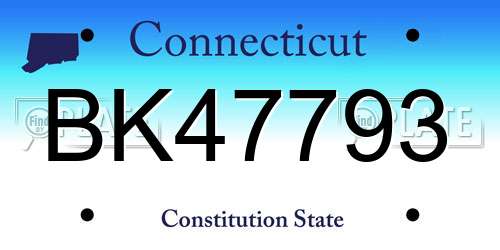 BK47793 Connecticut License Plate