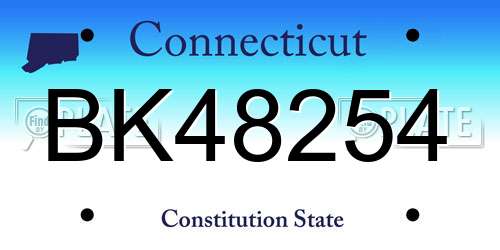 BK48254 Connecticut License Plate