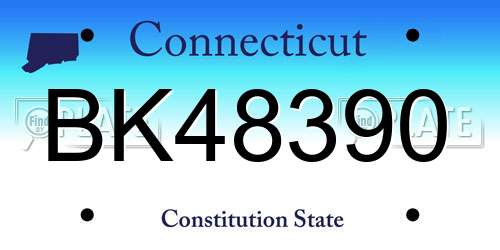 BK48390 Connecticut License Plate