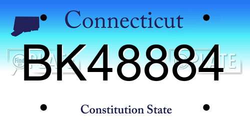 BK48884 Connecticut License Plate